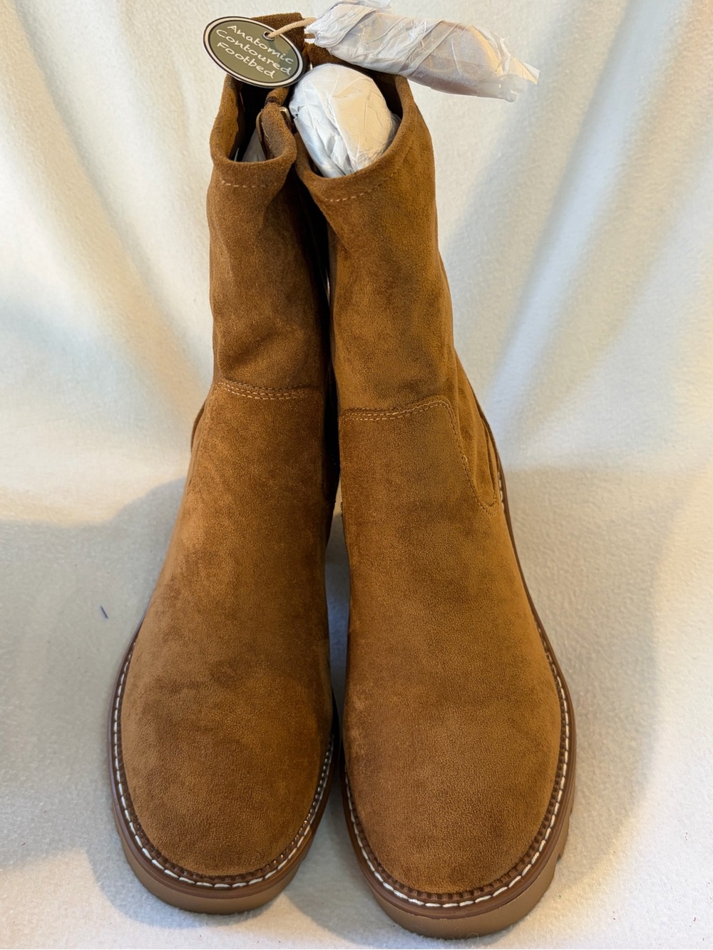 Mia brand vegan suede booties.
